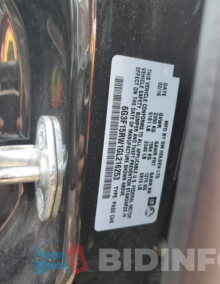 6G3F15RW1GL216253 Photo# 13