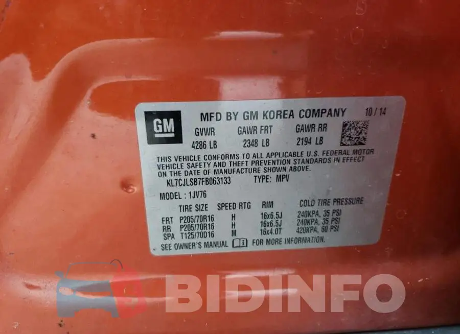 KL7CJLSB7FB063133 Photo# 12
