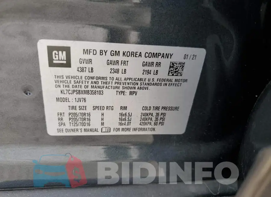KL7CJPSBXMB358103 Photo# 13