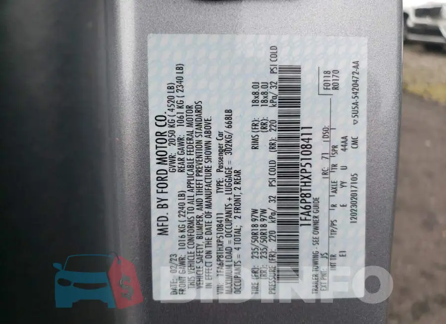 1FA6P8THXP5108411 Photo# 12