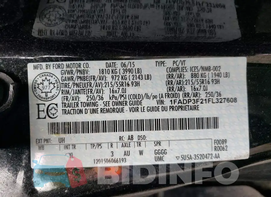 1FADP3F21FL327608 Photo# 12