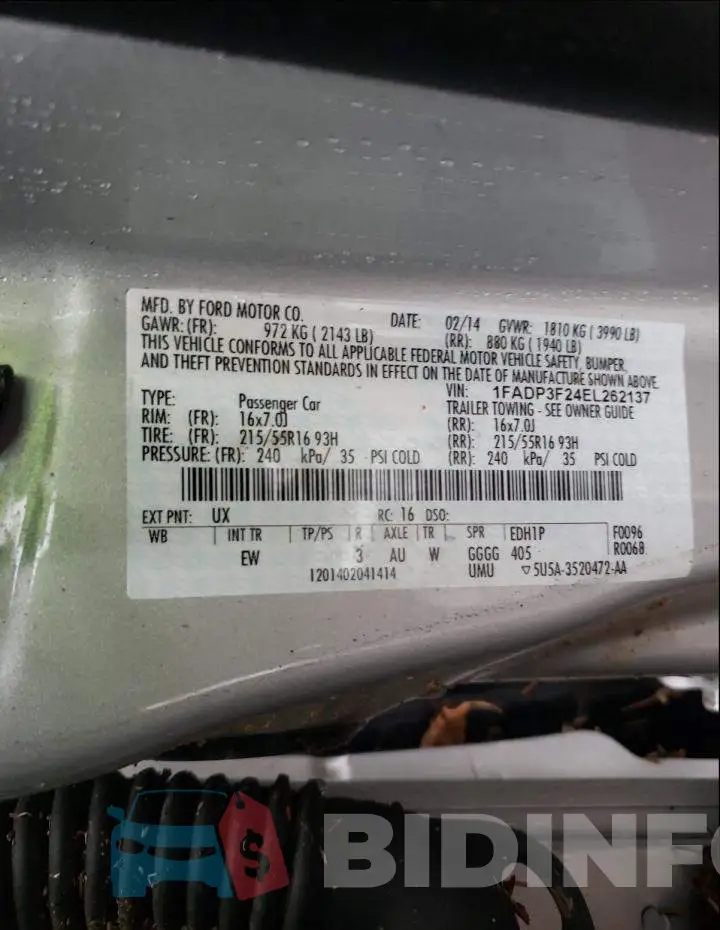 1FADP3F24EL262137 Photo# 10