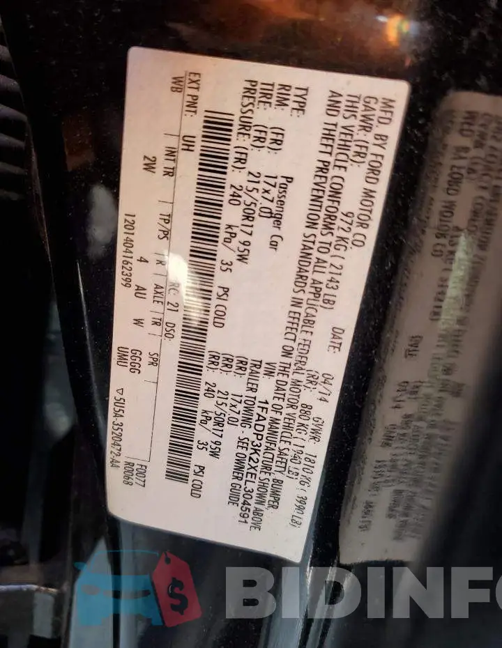1FADP3K2XEL304591 Photo# 13