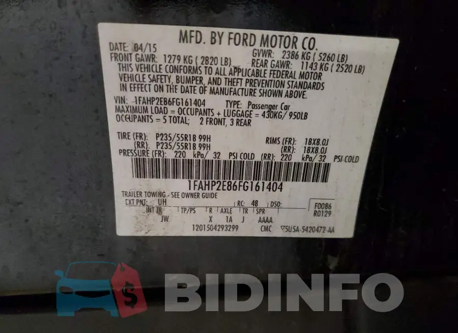 1FAHP2E86FG161404 Photo# 12