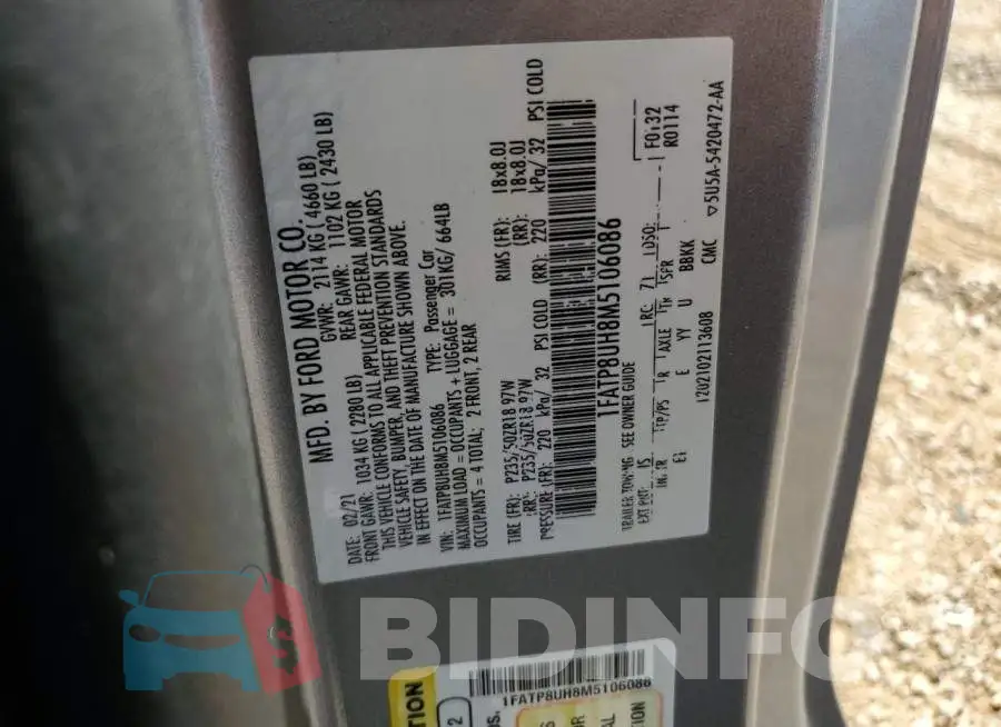 1FATP8UH8M5106086 Photo# 12