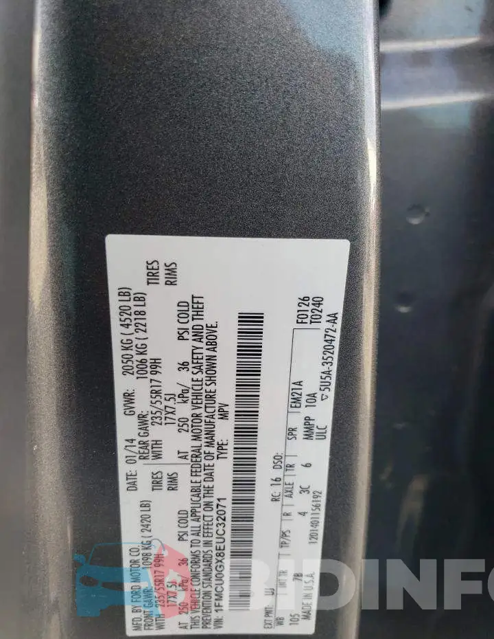 1FMCU0GX8EUC32071 Photo# 12