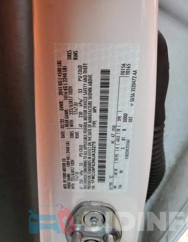 1FMCU9F63NUA32275 Photo# 13