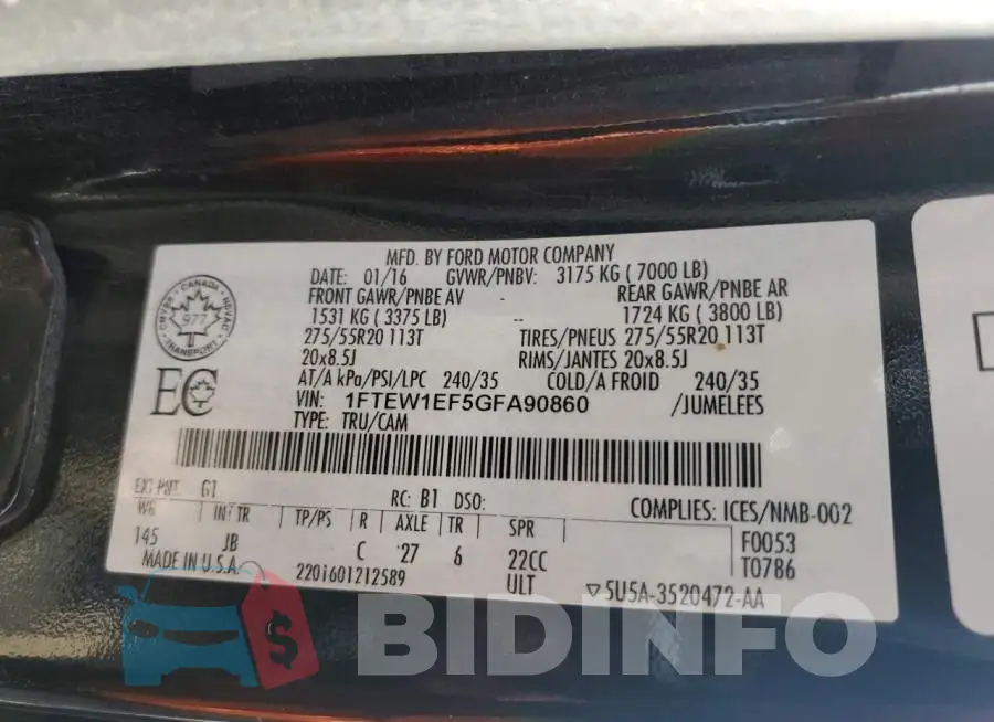1FTEW1EF5GFA90860 Photo# 12
