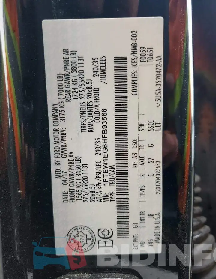 1FTEW1EG6HFB93568 Photo# 12