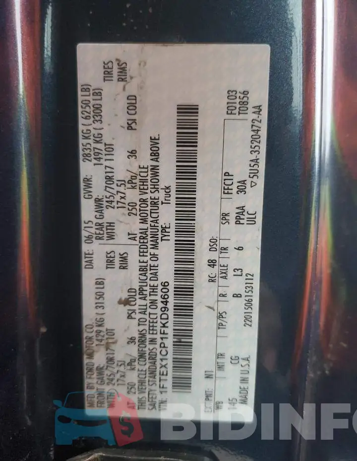 1FTEX1CP1FKD94606 Photo# 13