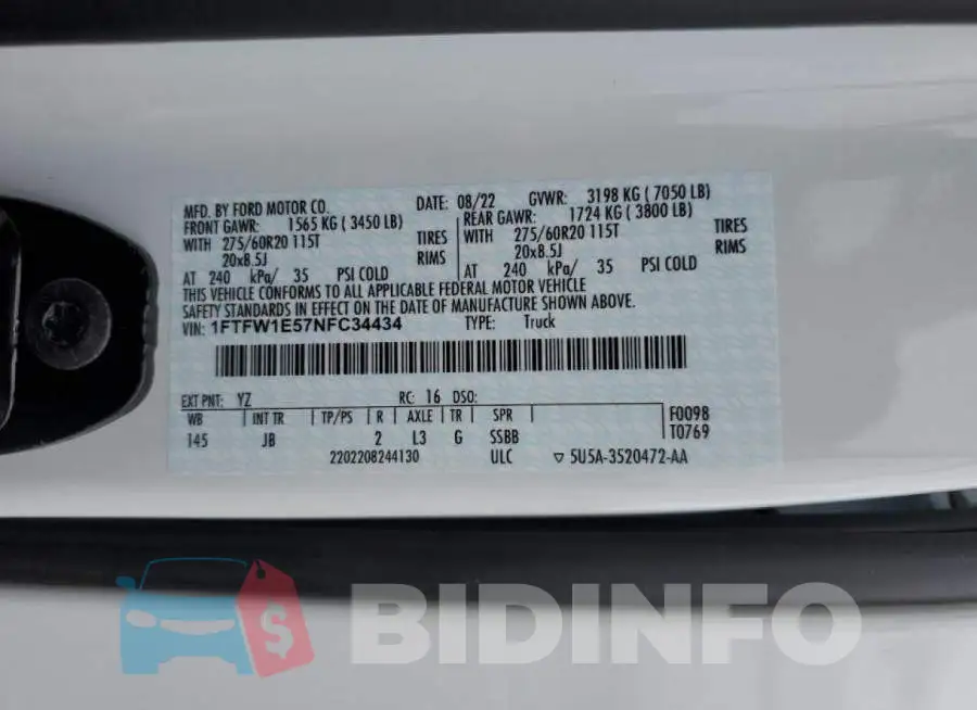 1FTFW1E57NFC34434 Photo# 13