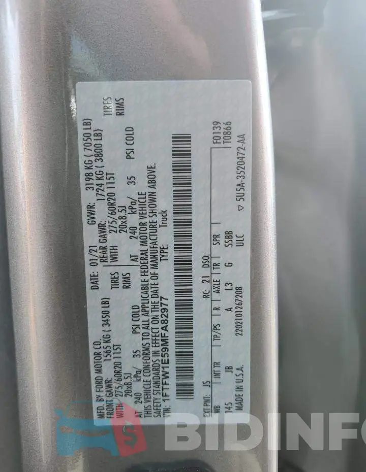 1FTFW1E59MFA82977 Photo# 12