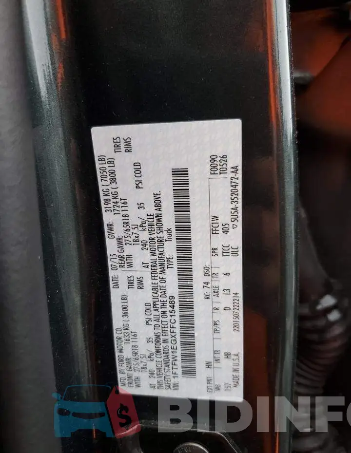 1FTFW1EGXFFC15489 Photo# 12
