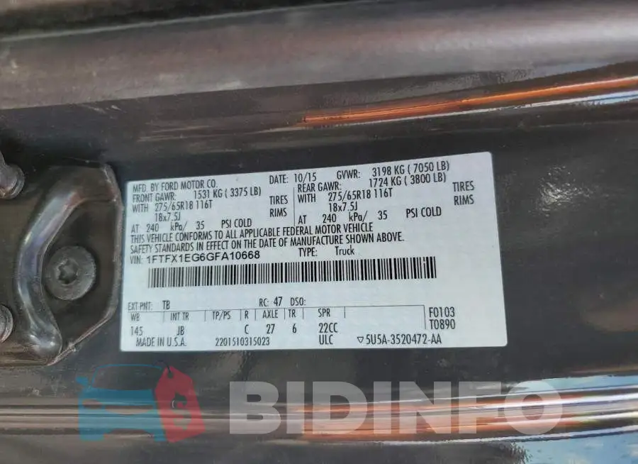 1FTFX1EG6GFA10668 Photo# 12