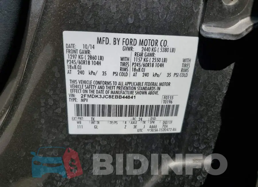 2FMDK3JC8EBB44841 Photo# 14