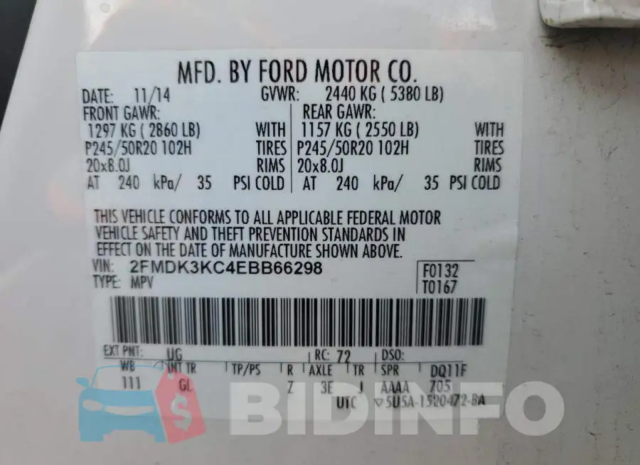2FMDK3KC4EBB66298 Photo# 13