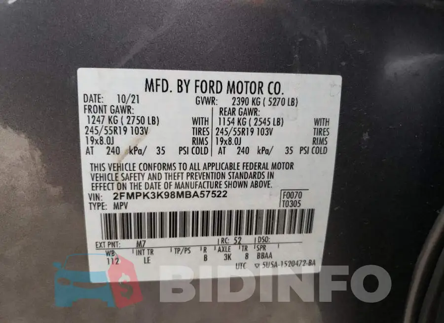 2FMPK3K98MBA57522 Photo# 14