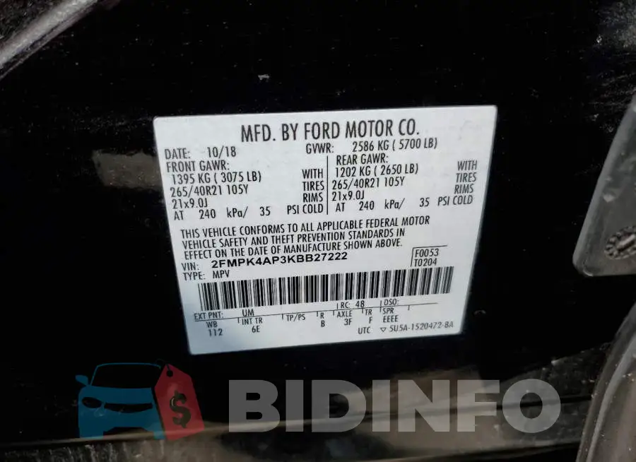 2FMPK4AP3KBB27222 Photo# 13