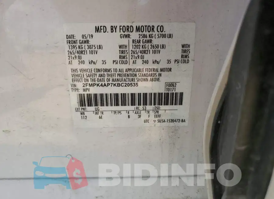 2FMPK4AP7KBC20535 Photo# 13