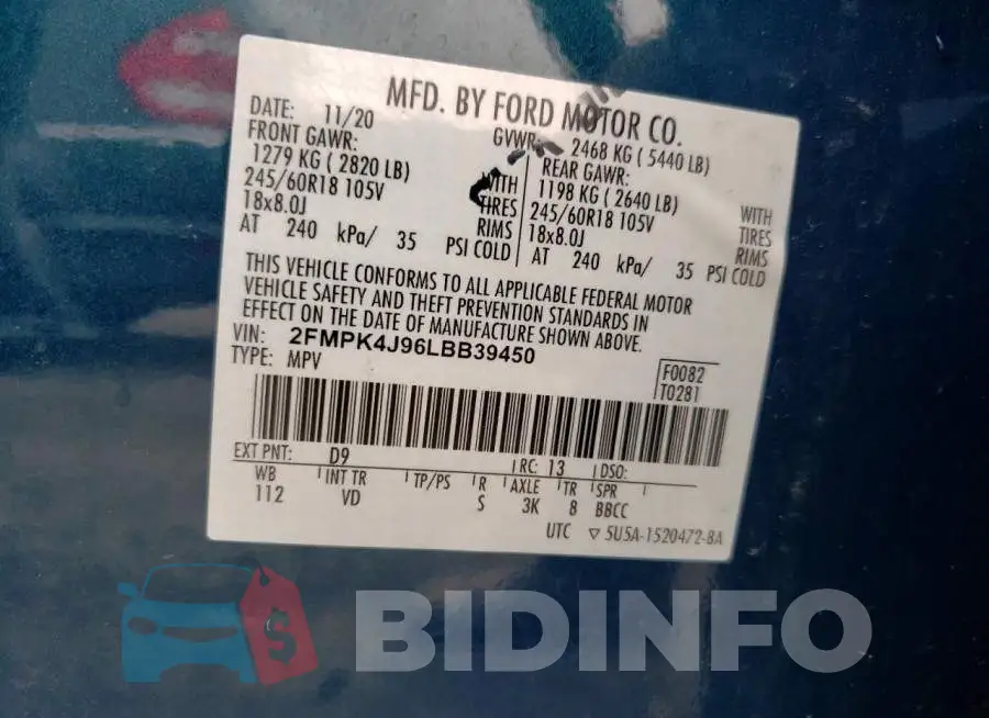 2FMPK4J96LBB39450 Photo# 12