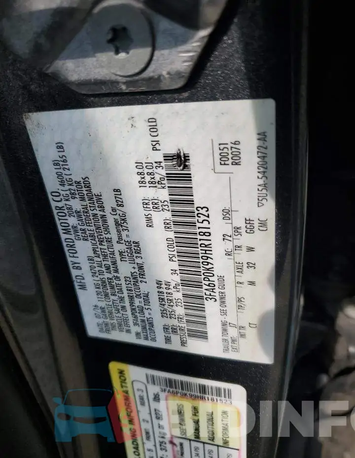 3FA6P0K99HR181523 Photo# 12