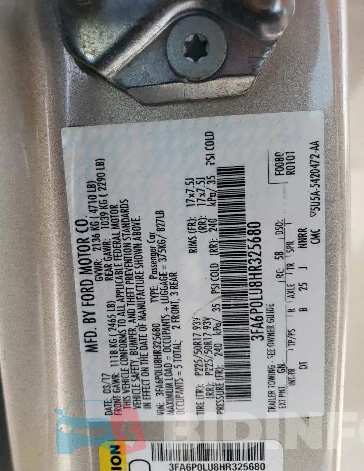 3FA6P0LU8HR325680 Photo# 12