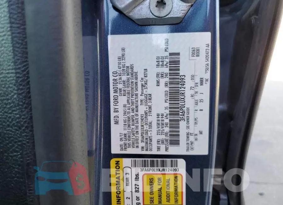 3FA6P0LUXJR124093 Photo# 12