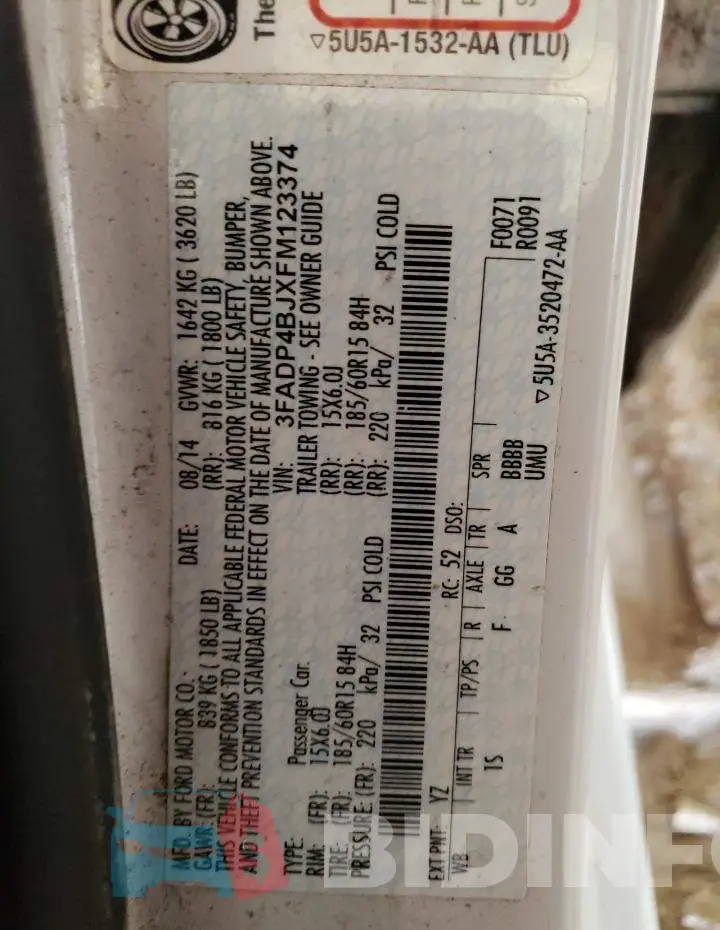 3FADP4BJXFM123374 Photo# 12