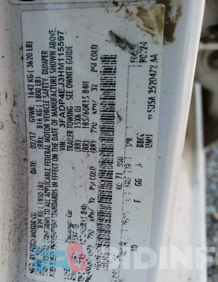 3FADP4EJ3HM115597 Photo# 12