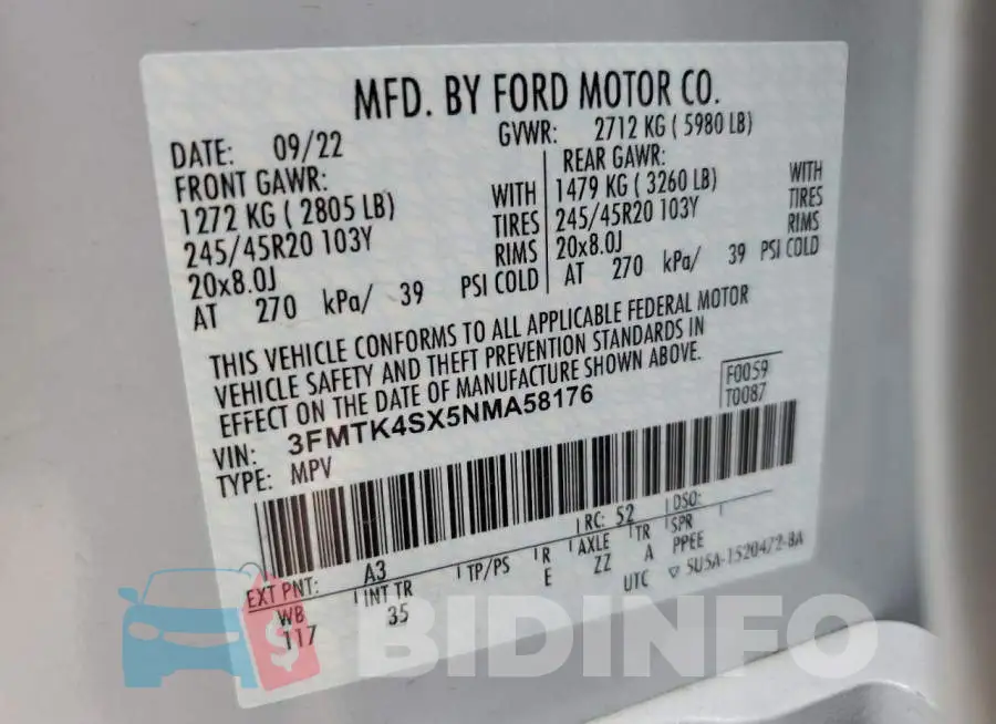 3FMTK4SX5NMA58176 Photo# 12