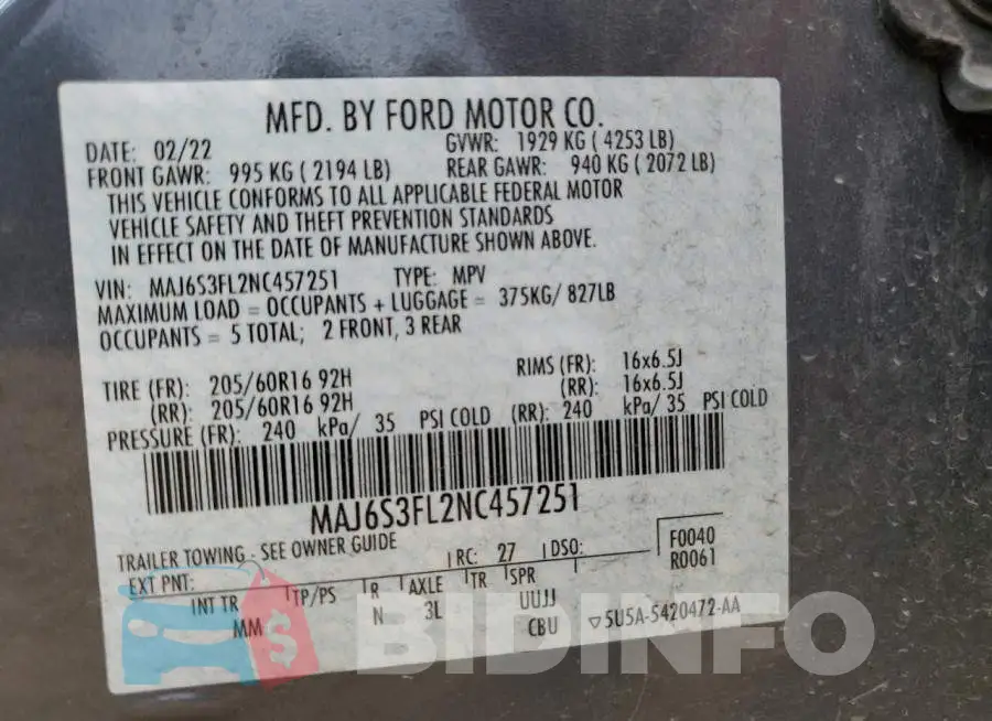 MAJ6S3FL2NC457251 Photo# 14