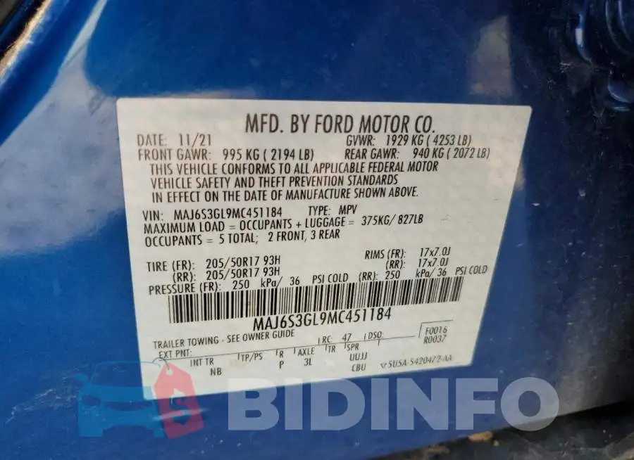 MAJ6S3GL9MC451184 Photo# 13