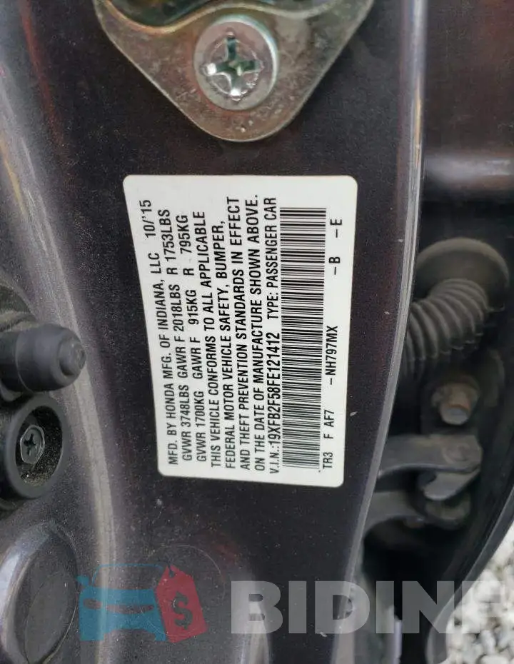 19XFB2F58FE121412 Photo# 13
