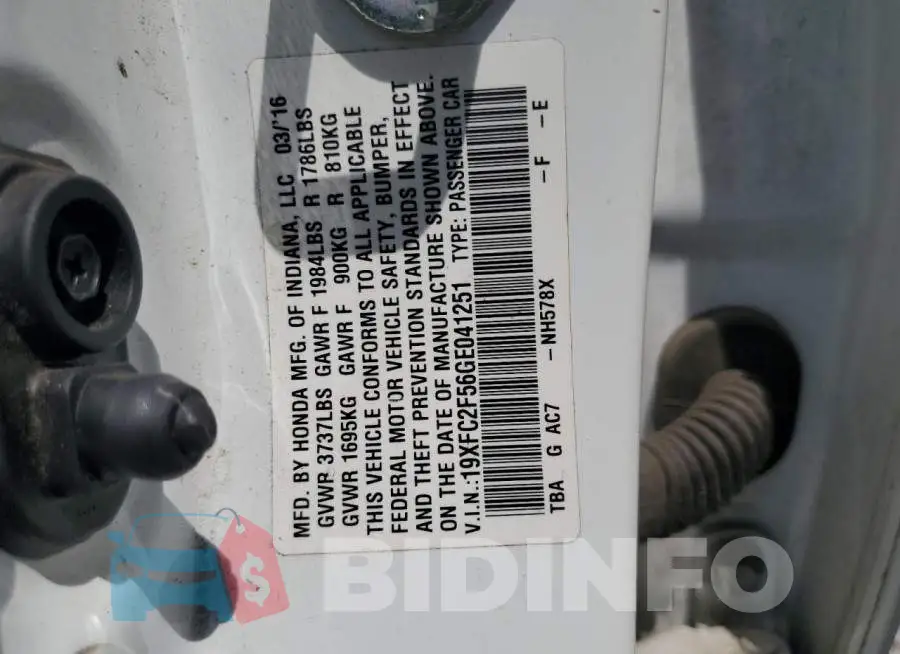 19XFC2F56GE041251 Photo# 12
