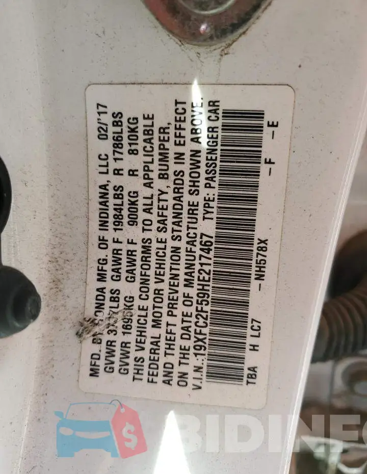 19XFC2F59HE217467 Photo# 12