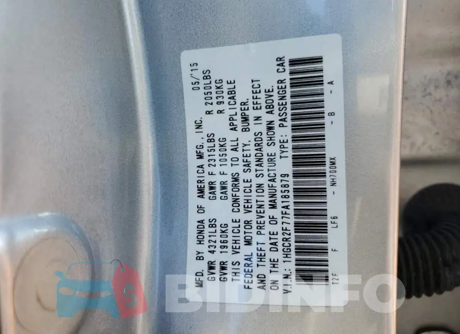 1HGCR2F77FA185879 Photo# 12