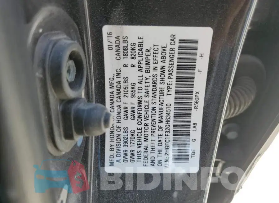 2HGFC1F32GH634510 Photo# 12