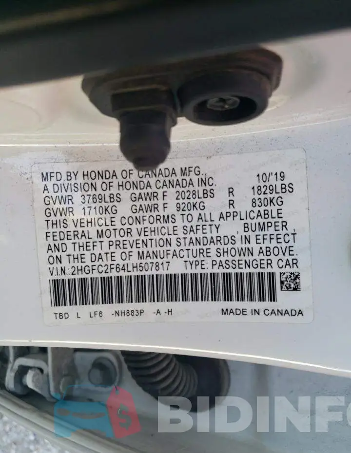 2HGFC2F64LH507817 Photo# 12