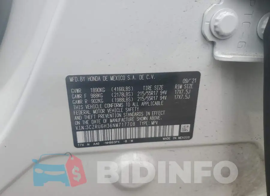 3CZRU6H36NM717708 Photo# 13