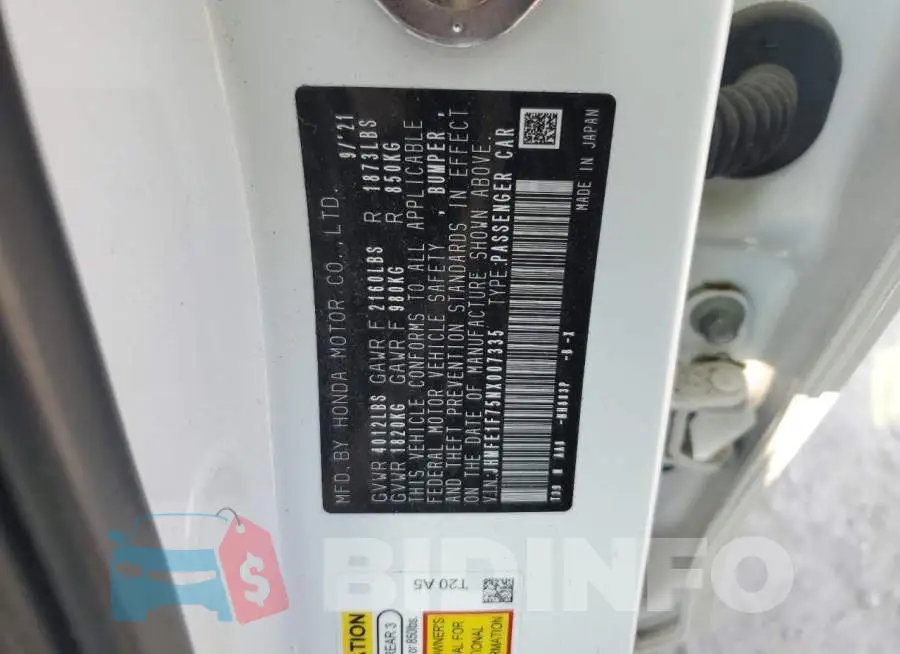 JHMFE1F75NX007335 Photo# 12