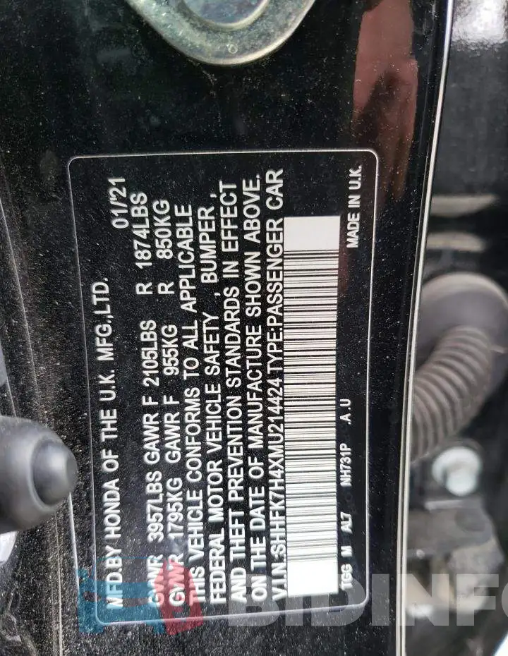 SHHFK7H4XMU214424 Photo# 12