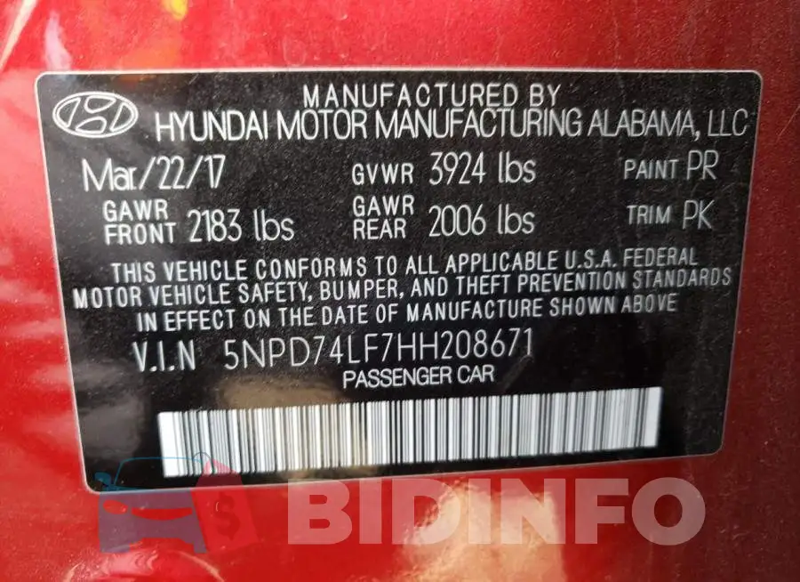 5NPD74LF7HH208671 Photo# 10