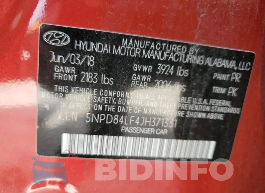 5NPD84LF4JH371331 Photo# 12