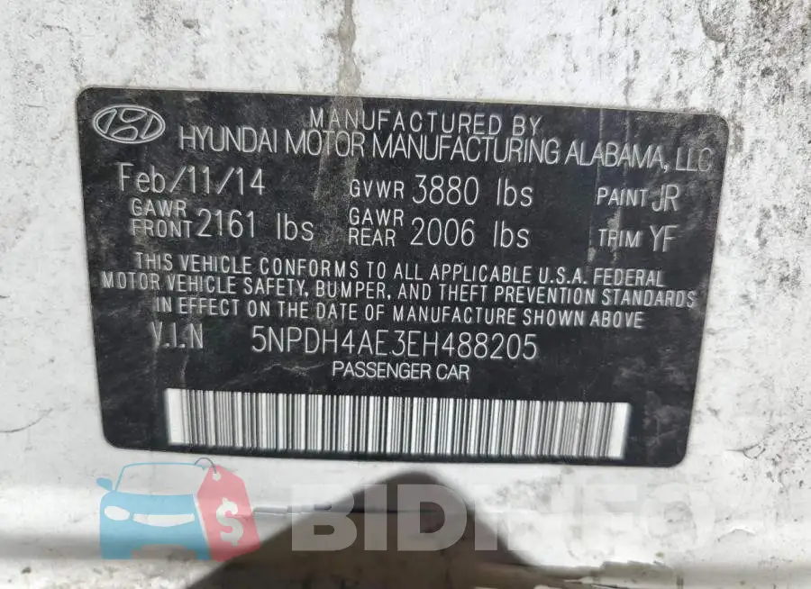 5NPDH4AE3EH488205 Photo# 12