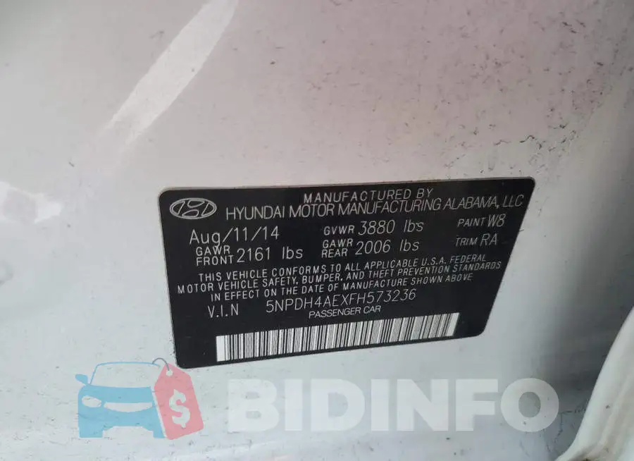 5NPDH4AEXFH573236 Photo# 12