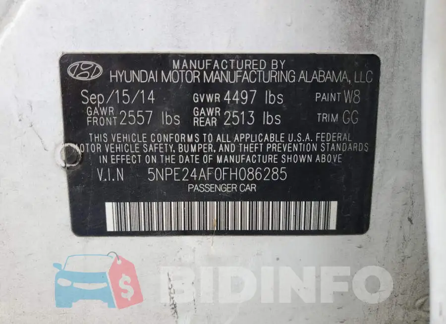 5NPE24AF0FH086285 Photo# 12