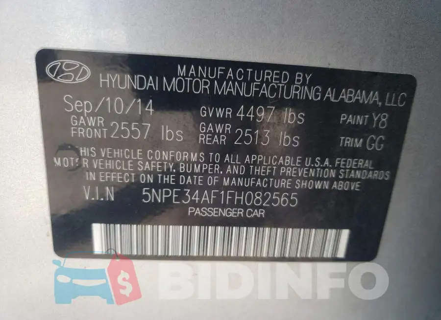 5NPE34AF1FH082565 Photo# 12