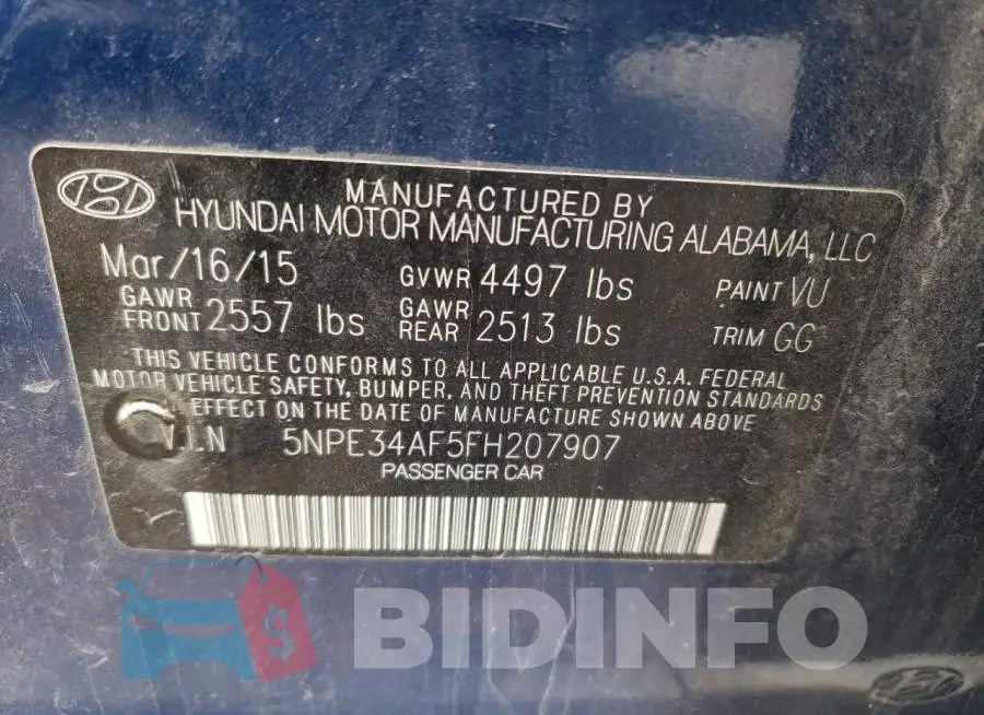 5NPE34AF5FH207907 Photo# 12