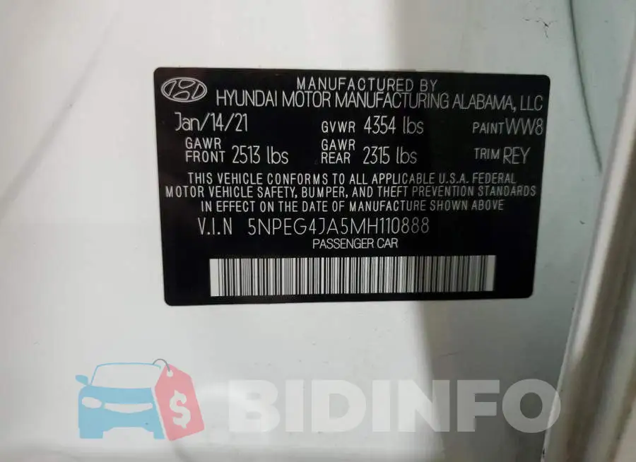 5NPEG4JA5MH110888 Photo# 12