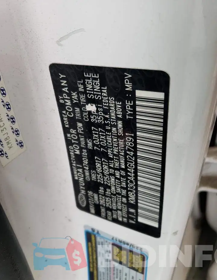 KM8J3CA44GU247891 Photo# 13